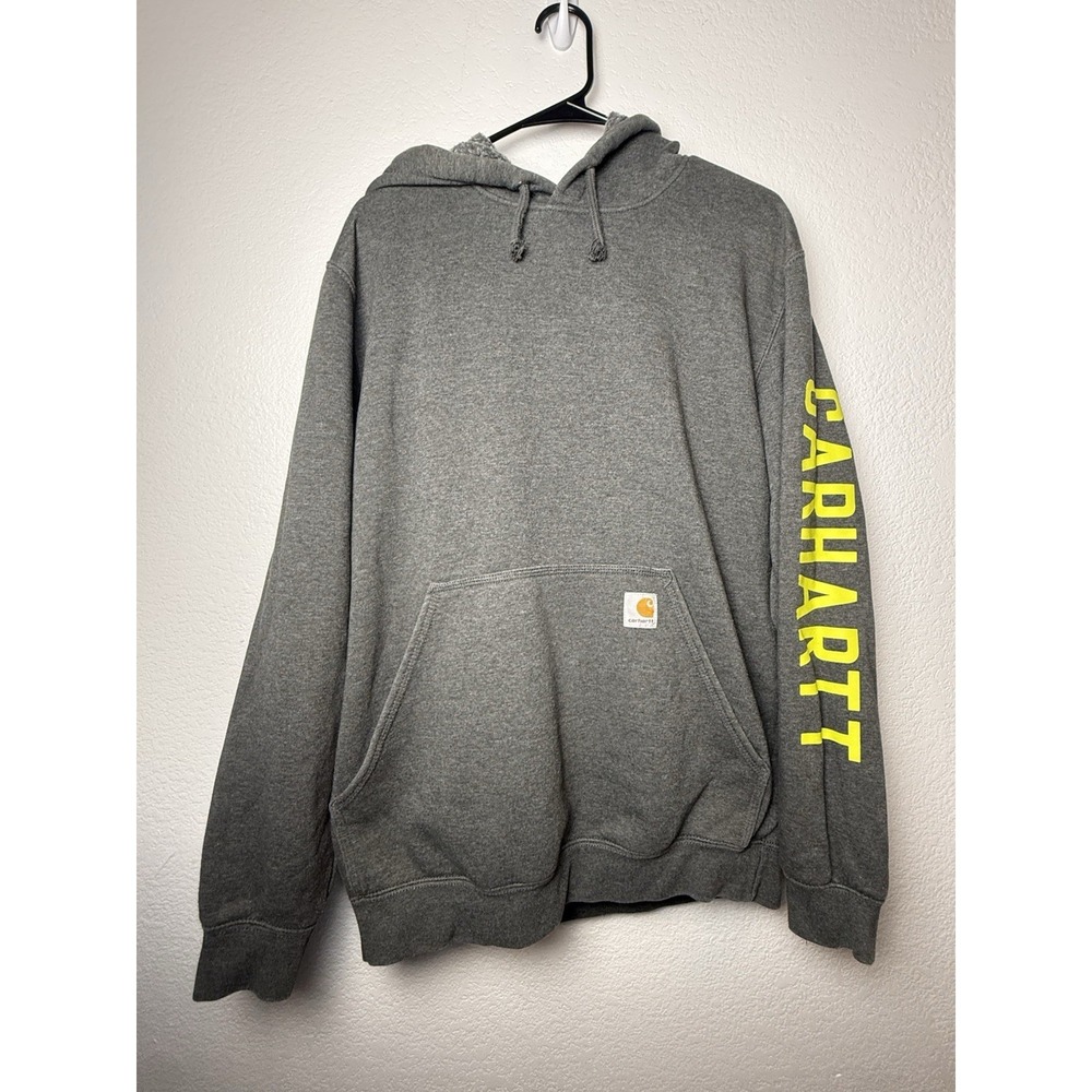 Carhartt 104900 Loose Fit Hoodie Gray Sleeve Logo Fleece‎ Mens Medium M